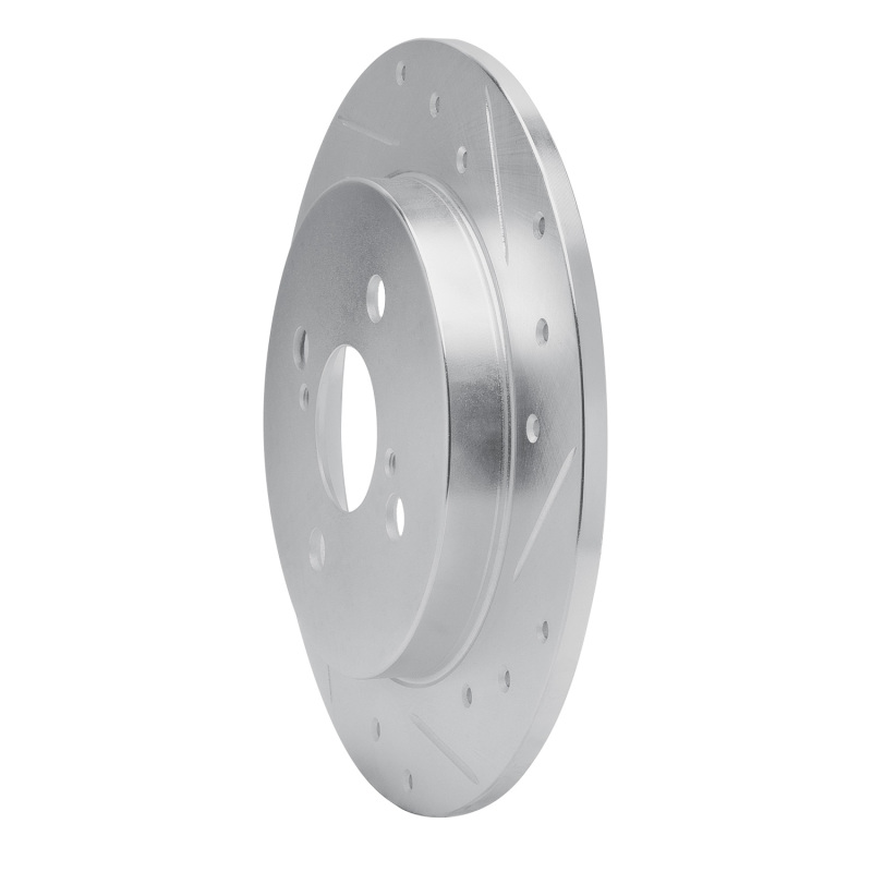 Toyota Yaris Brake Rotor (1) - Rear Right - R1 Concepts - Drilled & Slotted - Silver - `12-`18